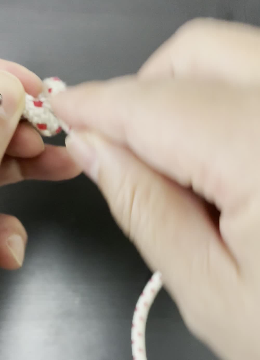 本結びの手順2 端を交差させる